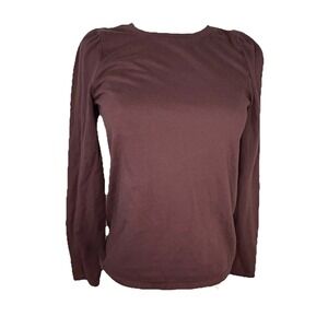 Madewell Top Women XS Medium Dark Fig (Re)sourced Plush Cotton Puff- Sleeve Tee